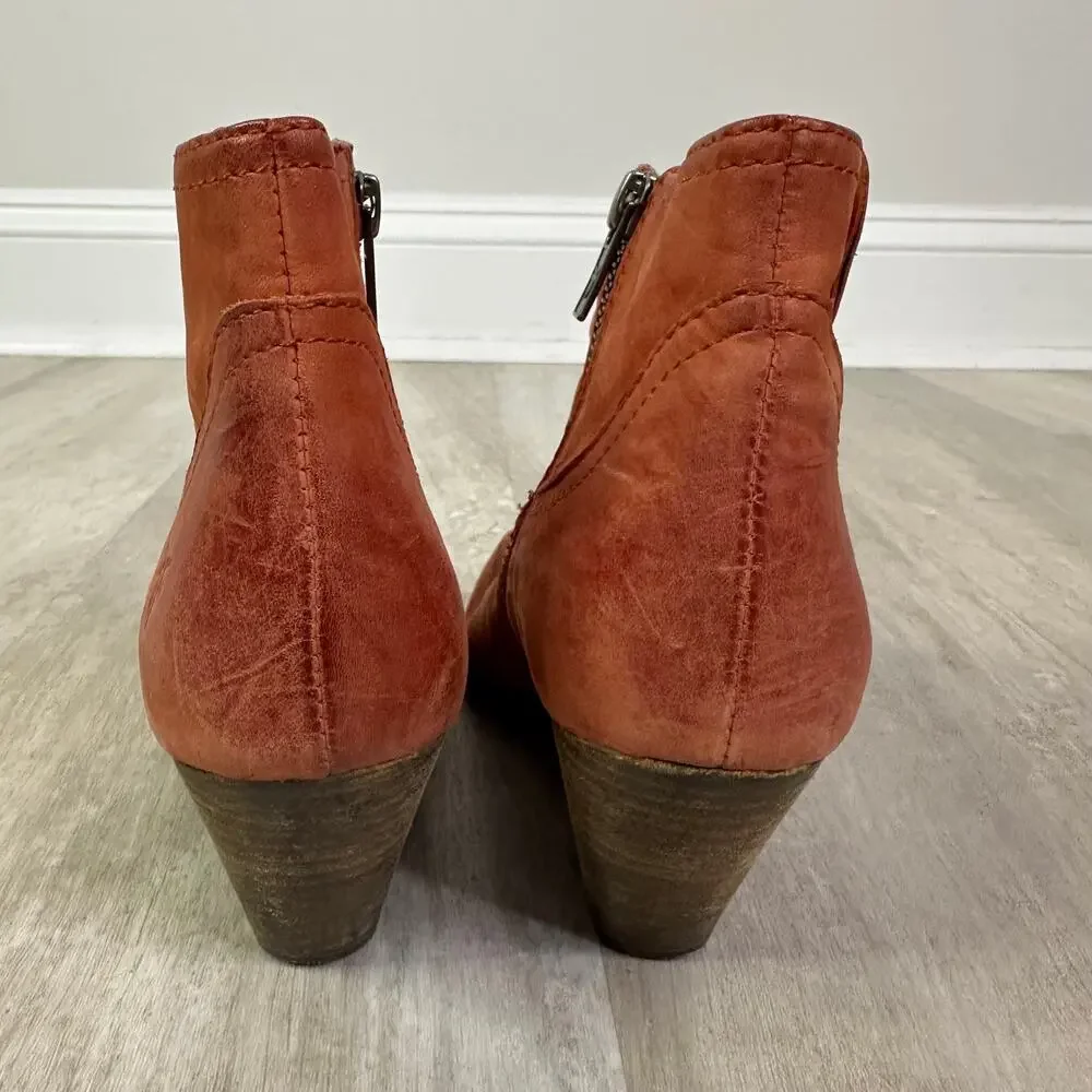 Frye Orange Leather Ankle Booties - Picture 3 of 8